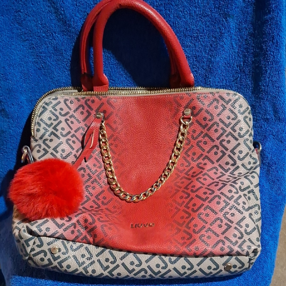 Liu‎ Jo Red and Beige Patterned Satchel